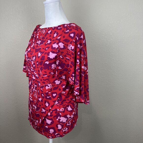 Imam Shirt Women Small Pink Red Purple Animal‎ Print Bold Leopard Cheetah - Picture 2 of 13